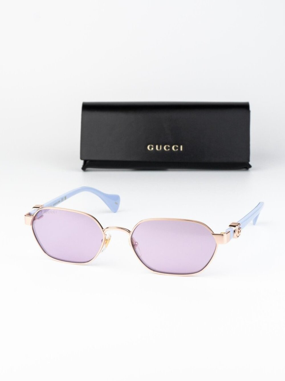 Gucci Women Sunglasses Rose Gold Lilac Oval GG1593S 004 NEW AUTHENTIC - Picture 1 of 13